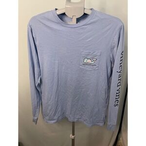 Vineyard Vines Long‎ Sleeve Pocket T-Shirt Whale Logo Light Blue Small S